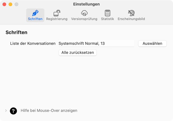 Einstellungen Schriften