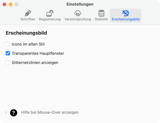 Voreinstellungen Erscheinungsbild