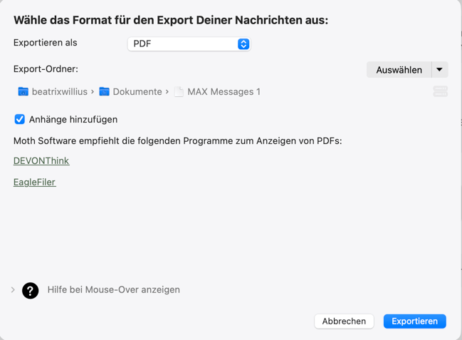 export pdf