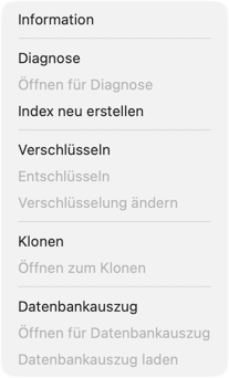 Datenbank-Menü