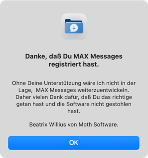 Bestätigung der Registrierung