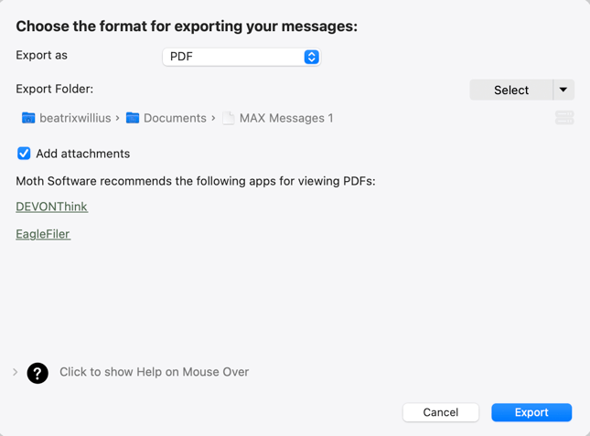 export pdf