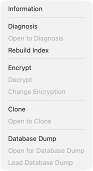Database menu