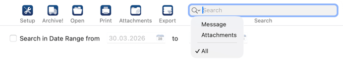 Search for Message content and attachments