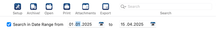 Search for in date range