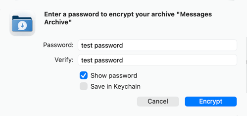 Enter password for encryption