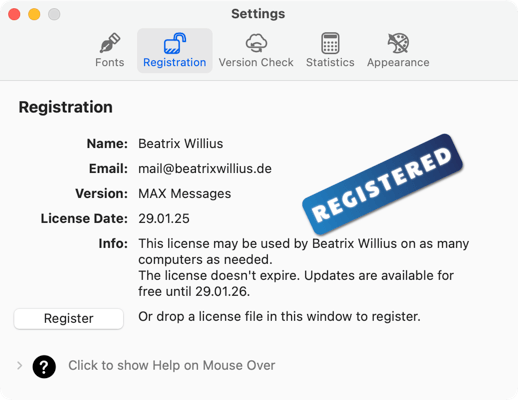 Preferences Registration
