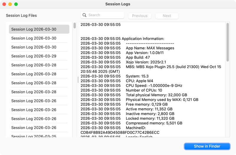 Session Logs